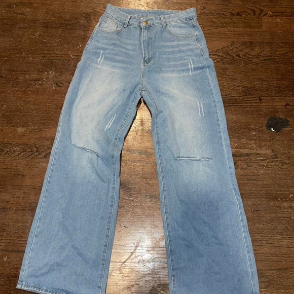 Shein Ripped Denim Pants Blue Jeans - Picture 1 of 3